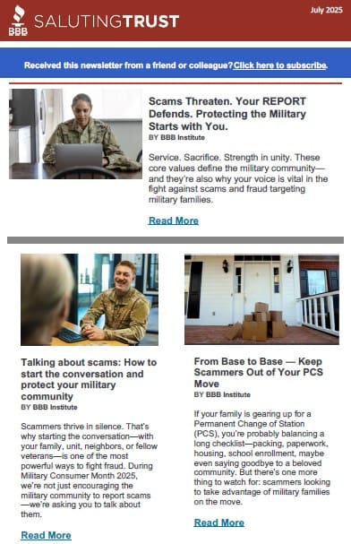 Saluting Trust newsletter Cover photo july 2025